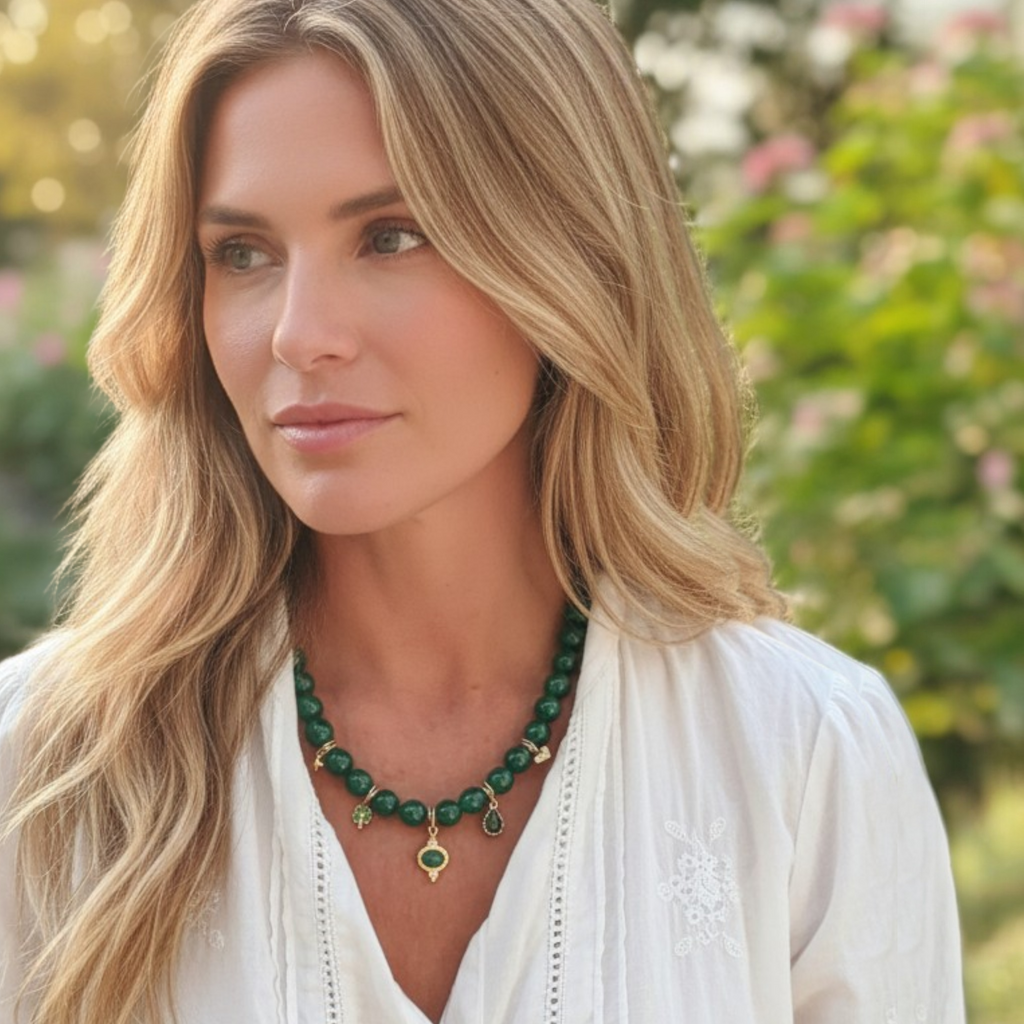 Collier Eden Perles Agate Verte