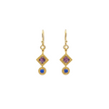 Boucles d'oreilles Ethnique Grenat & lapis lazuli