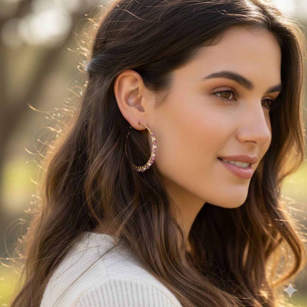 Boucles d'oreilles Mila Tourmalines Roses