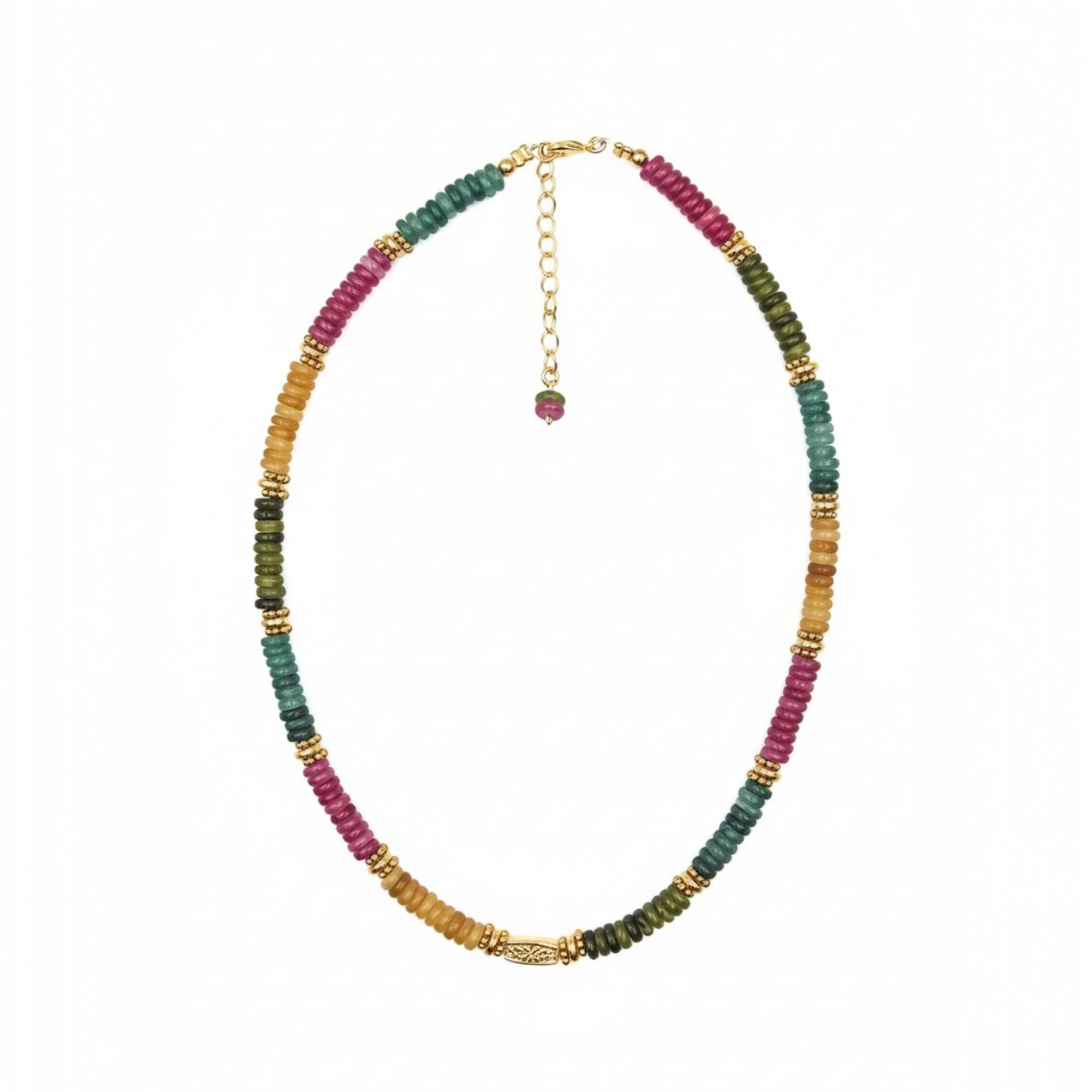 Collier Jade Tourmalines multicolores