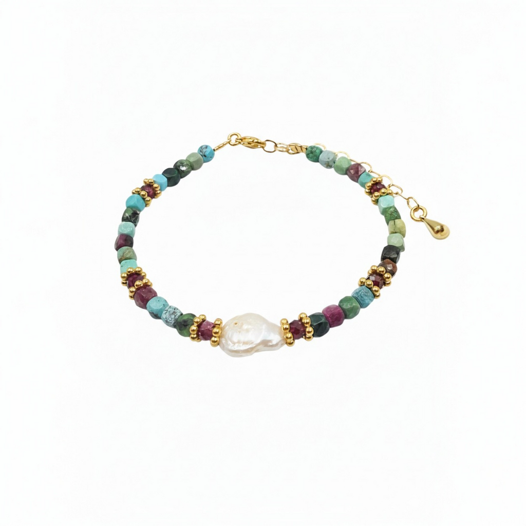 Bracelet Irma Chrysocolle & Grenat