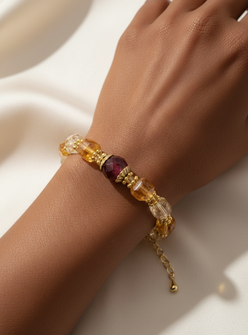 Bracelet Ambre Quartz Rutile