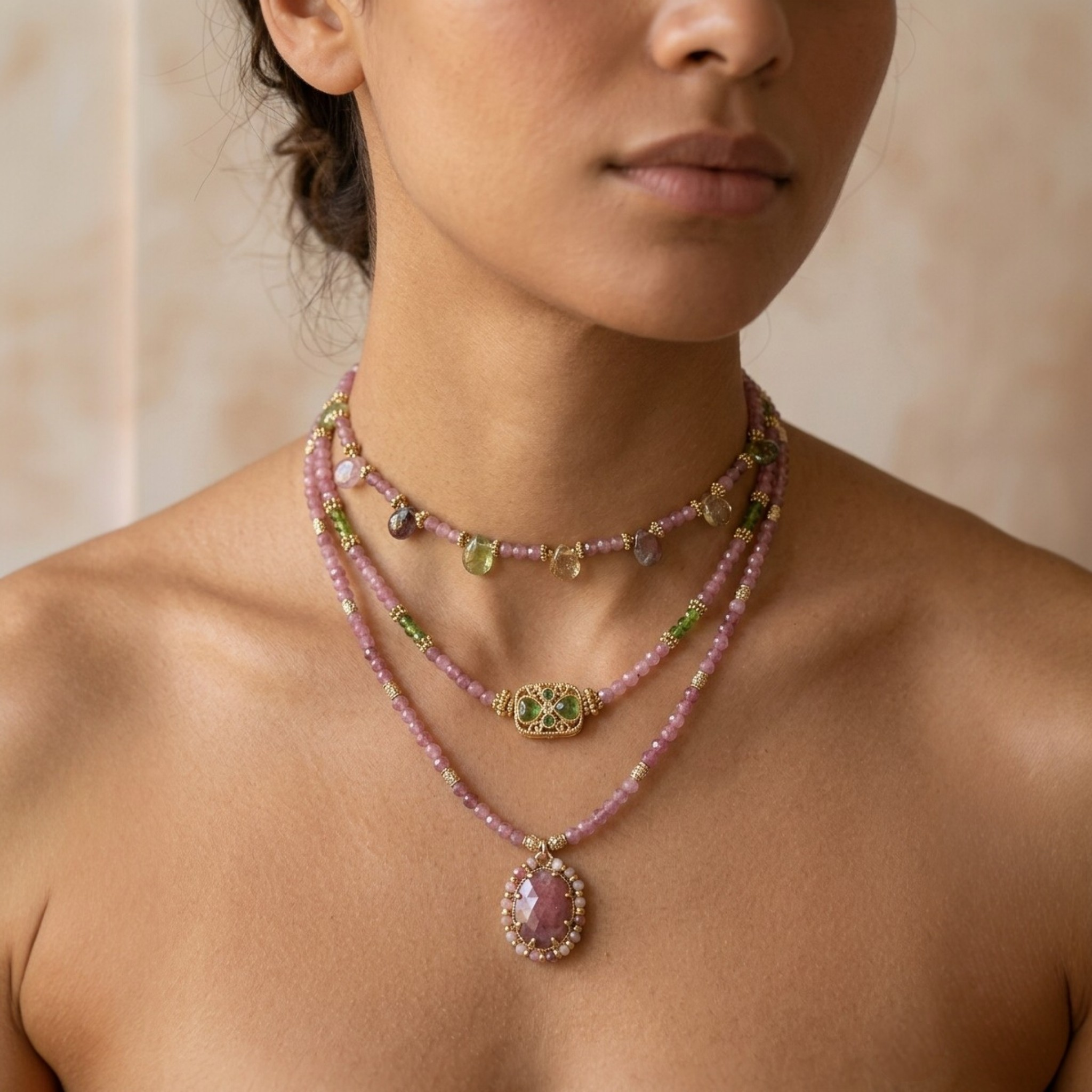 Collier Oléa Tourmaline Rose