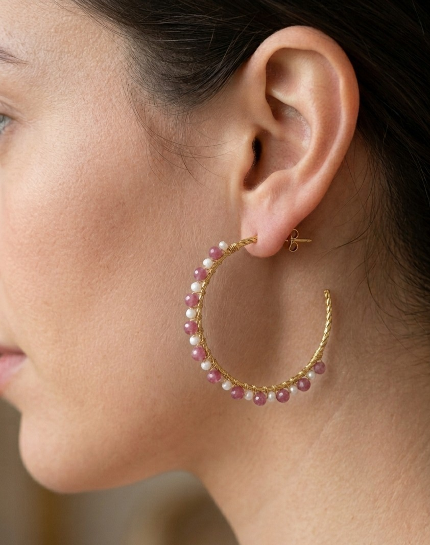 Boucles d'oreilles Mila Tourmalines Roses