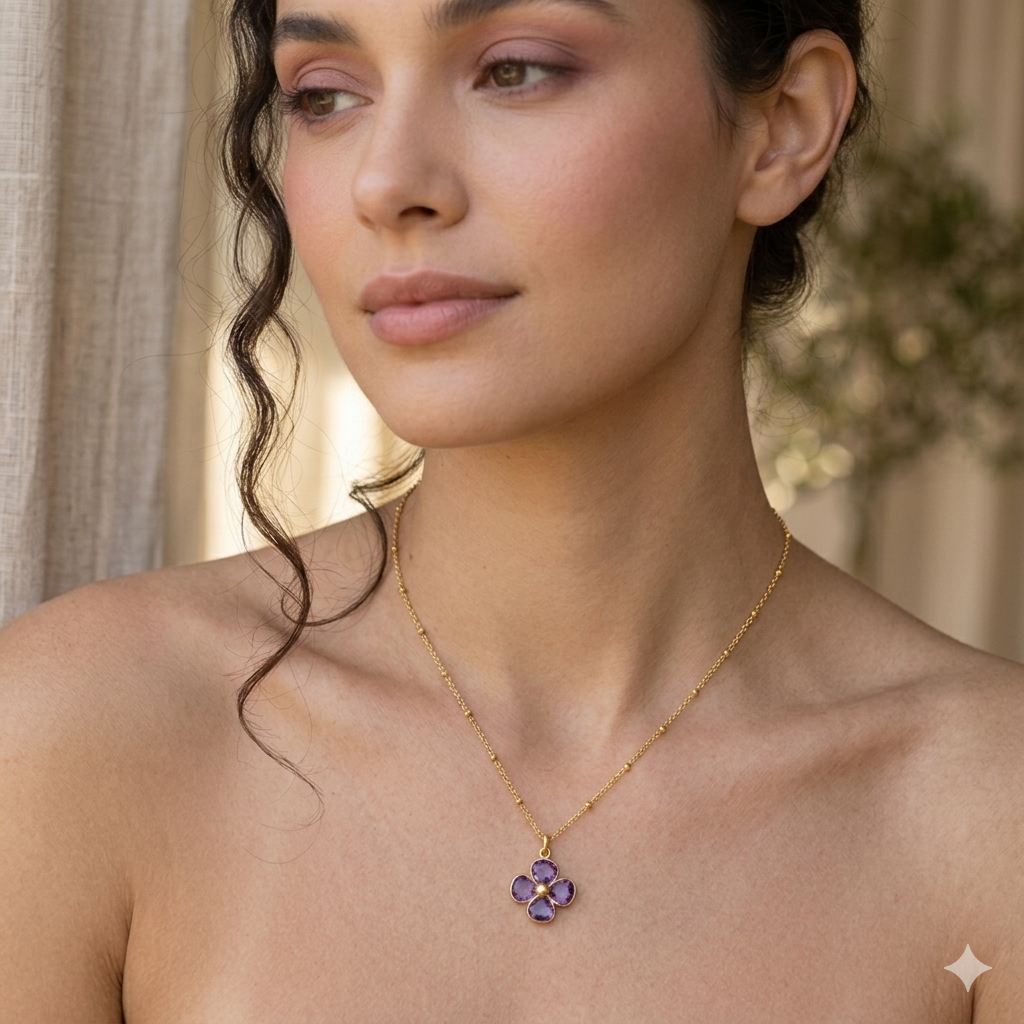 Collier Trèfle Améthyste