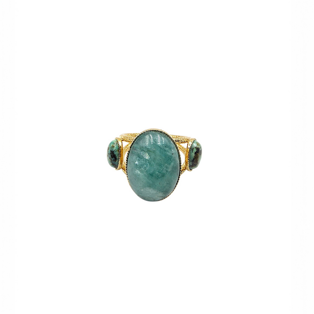 Bague Sarah Amazonite & Jaspe Africain