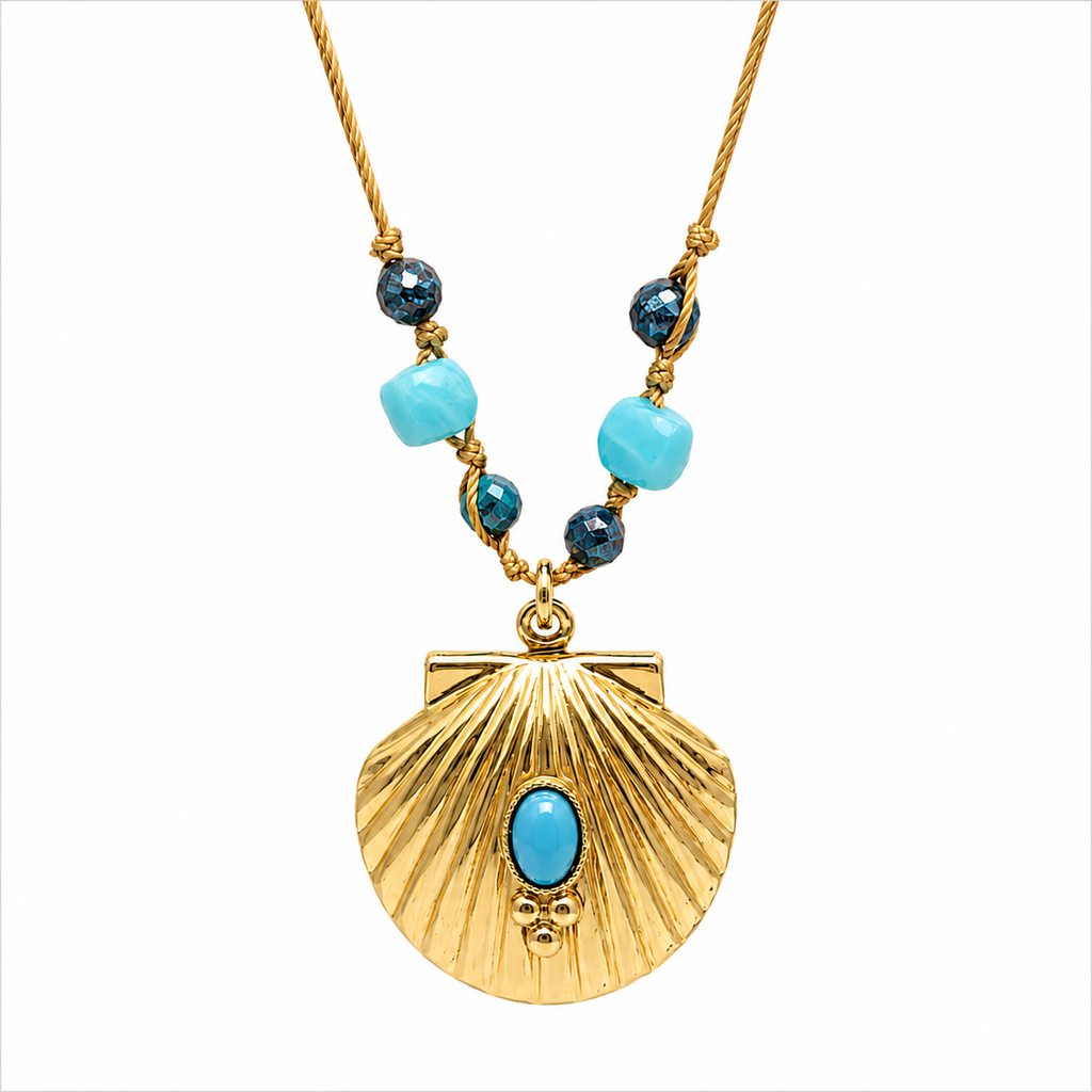 Sautoir Coquillage Turquoise