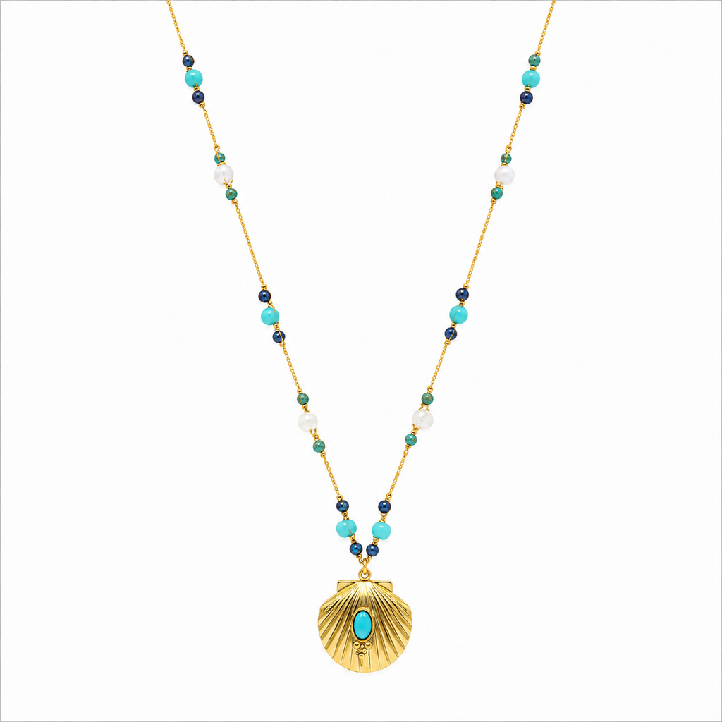 Sautoir Coquillage Turquoise