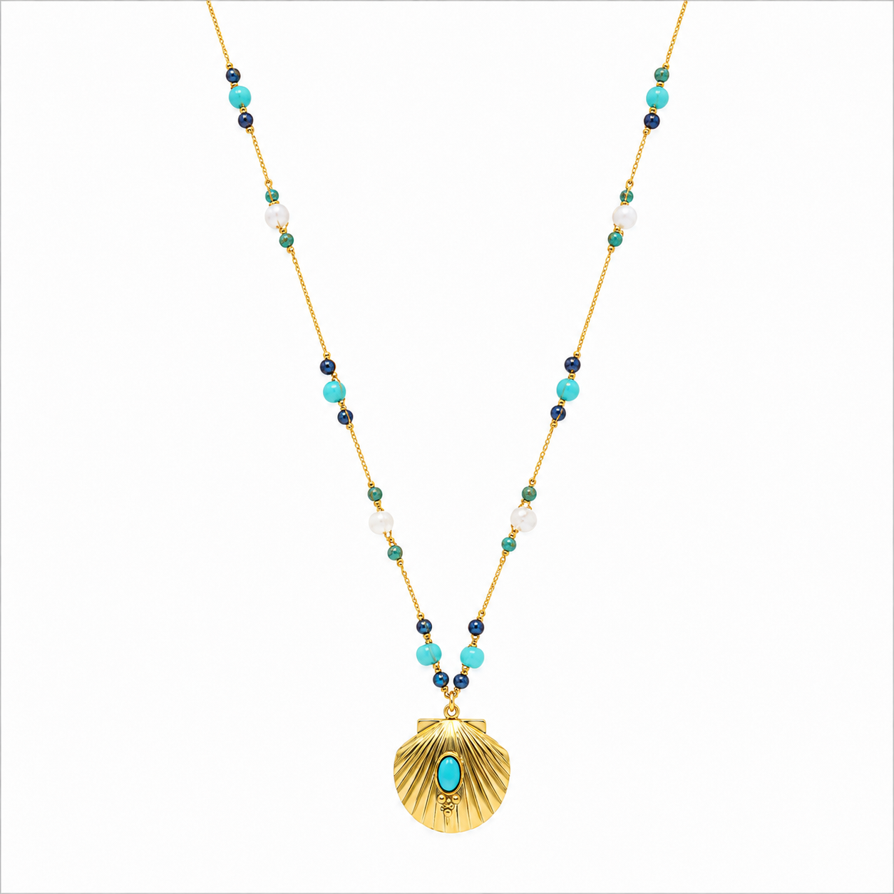 Sautoir Coquillage Turquoise