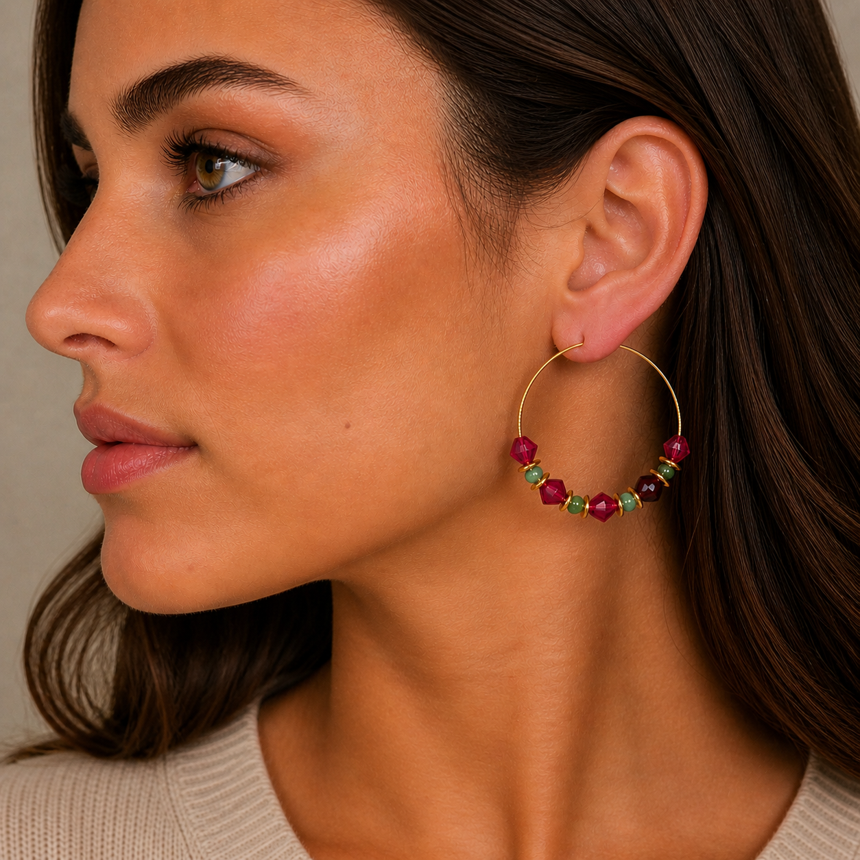Boucles d'oreilles Créoles Jade