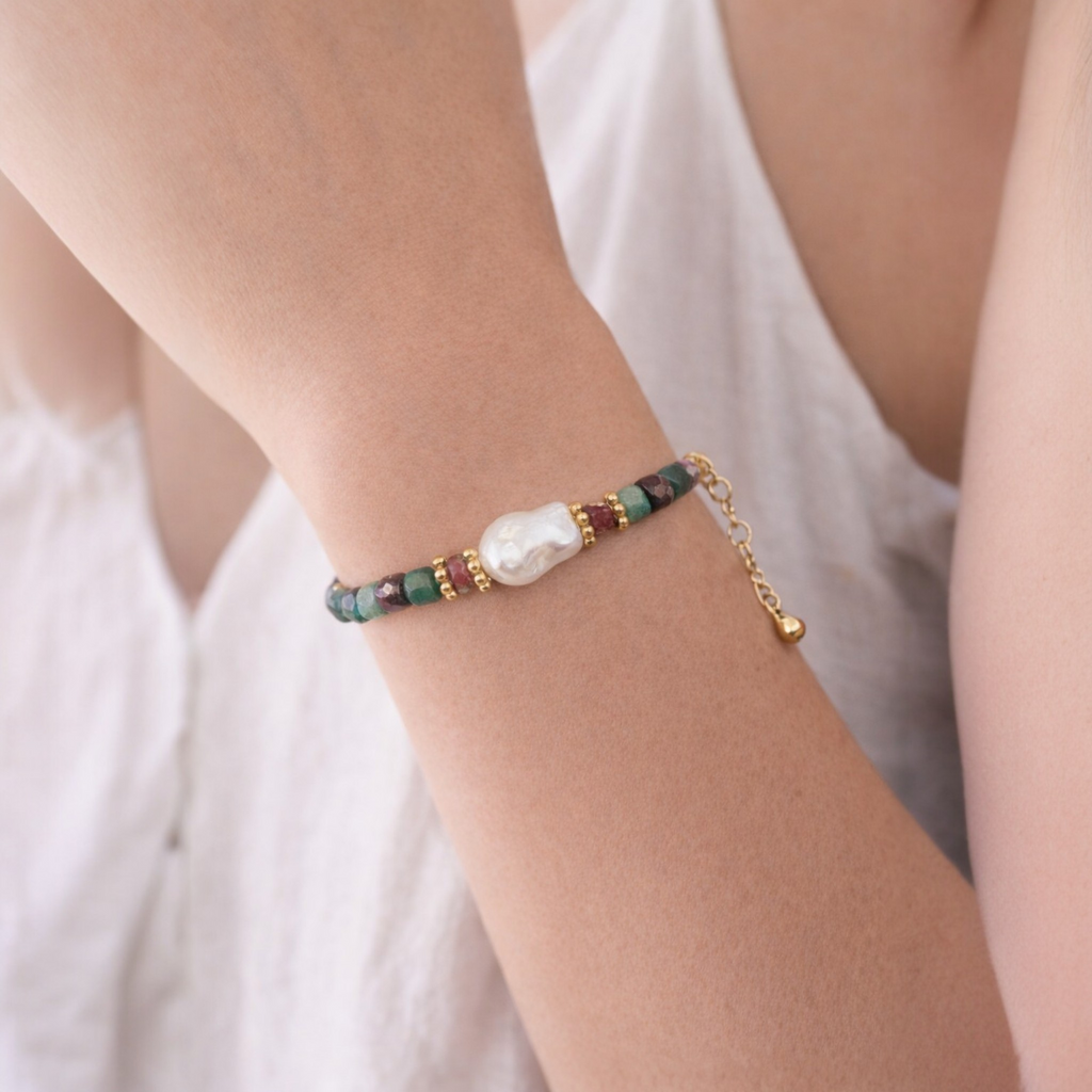 Bracelet Irma Chrysocolle & Grenat