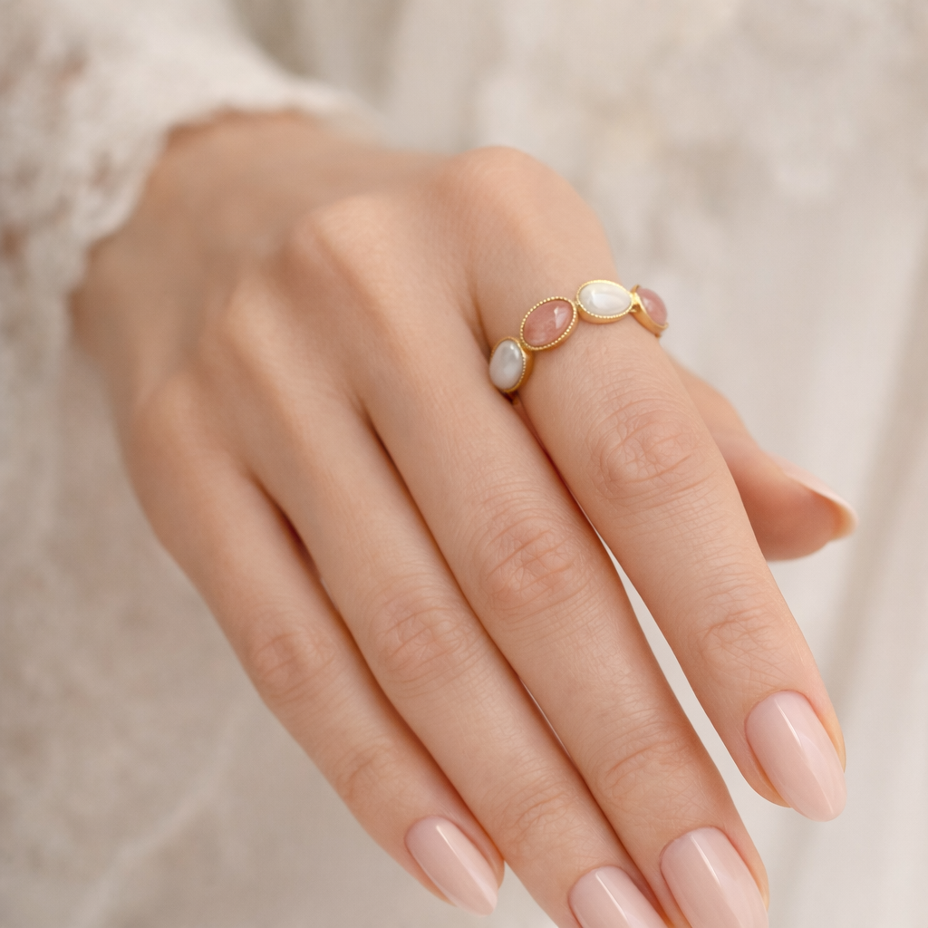 Bague Lilou Rhodochrosite & Nacre