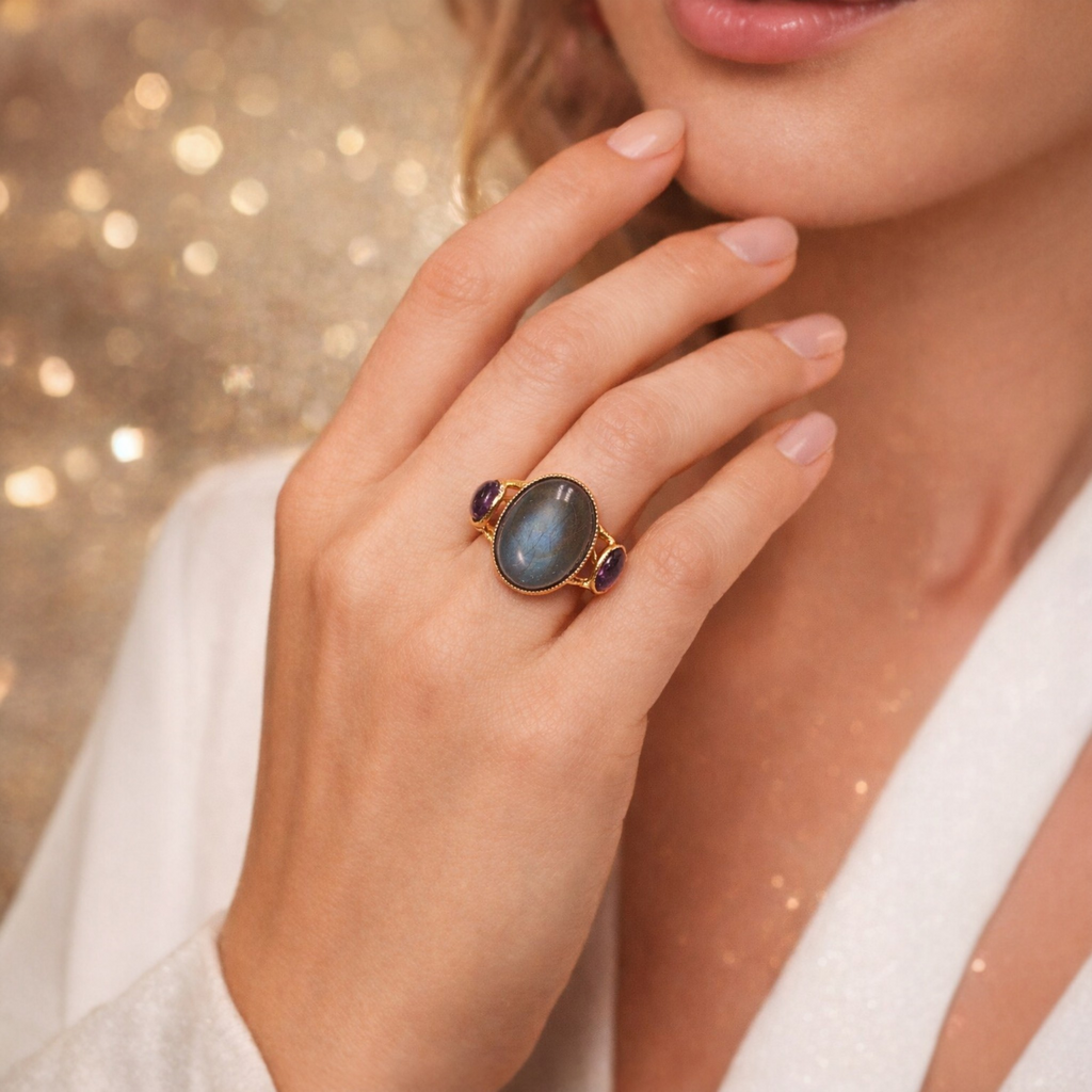Bague Sarah Labrarorite & Améthyste
