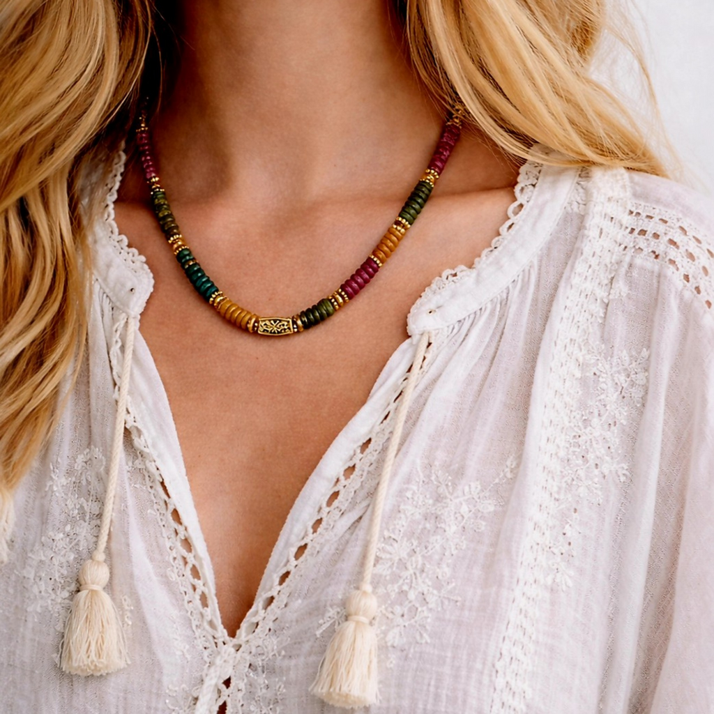Collier Jade Tourmalines multicolores
