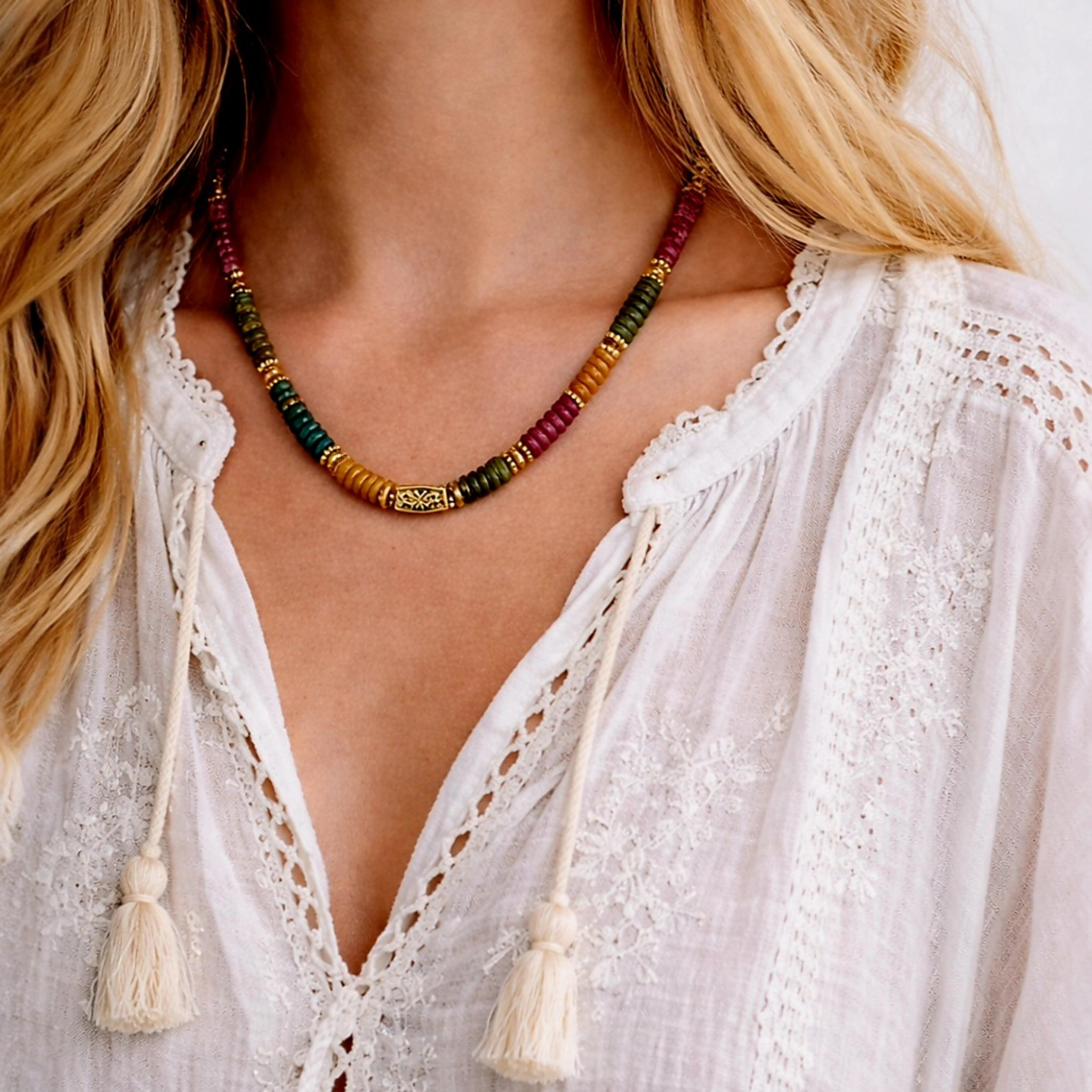 Collier Jade Tourmalines multicolores