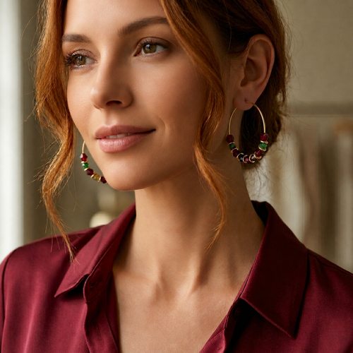 Boucles d'oreilles Créoles Jade