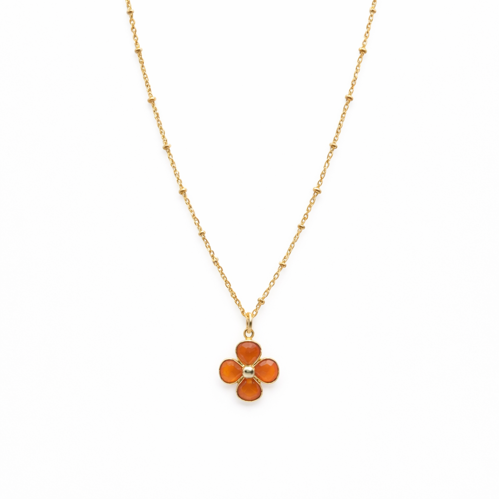 Collier Trèfle Cornaline
