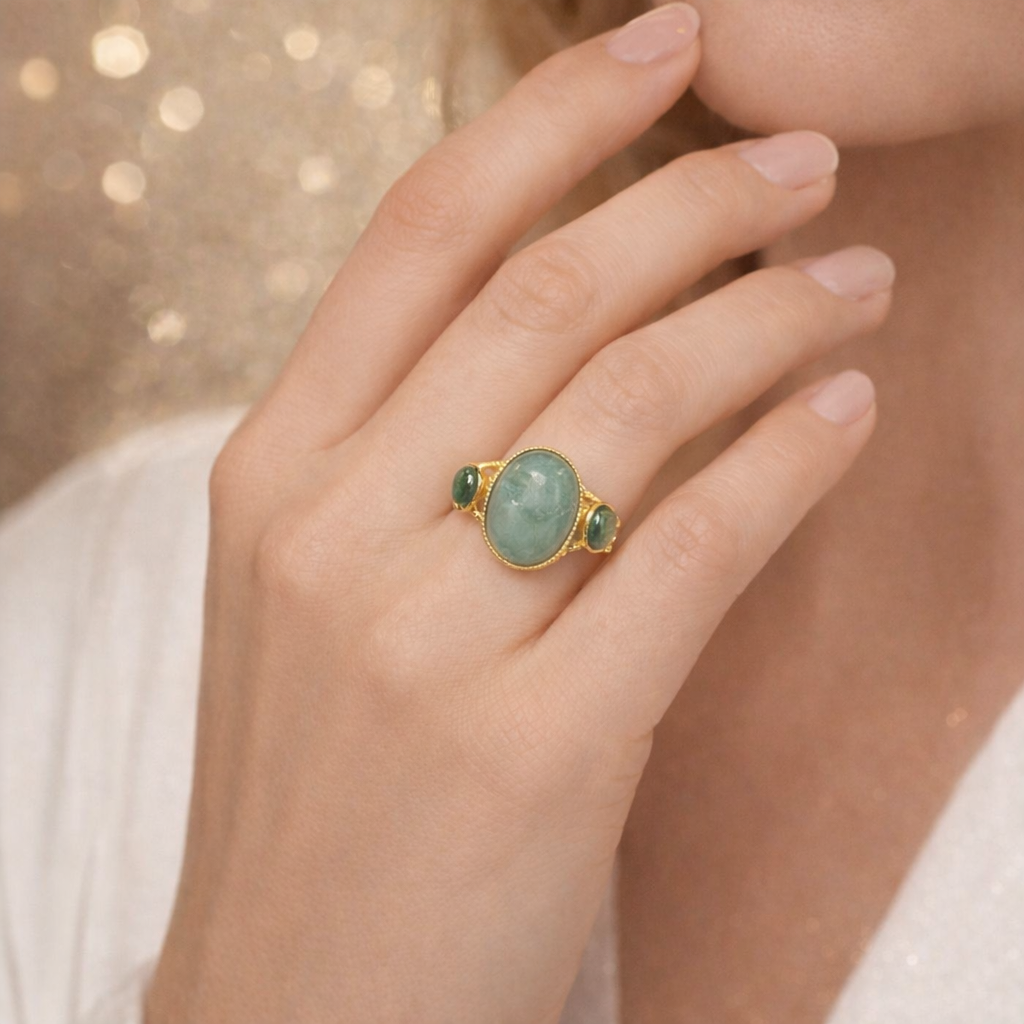 Bague Sarah Amazonite & Jaspe Africain