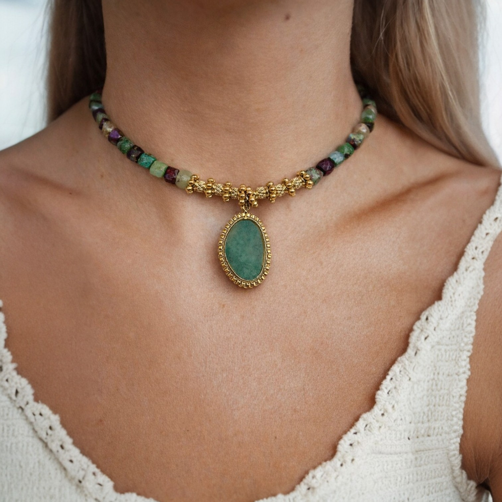 Collier Anna Pierre Jade Africain