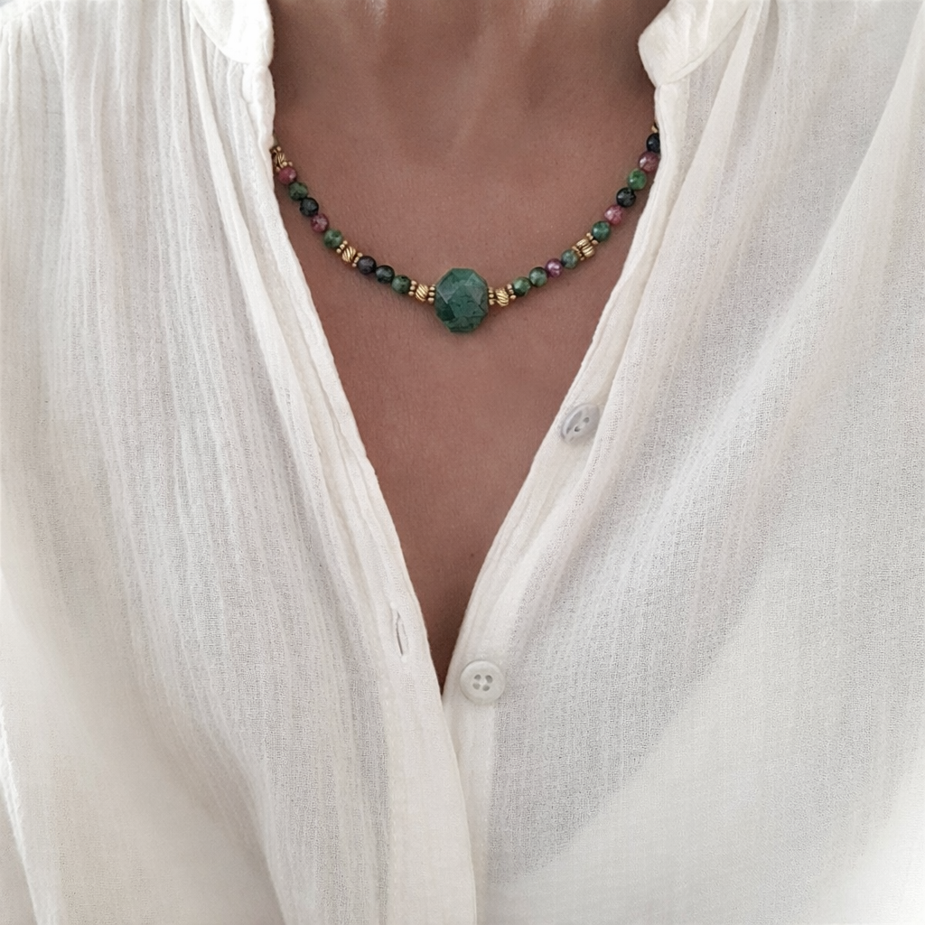Collier Mila Rubis Zoisite