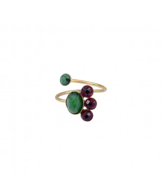 BAGUE JANET RUBIS ZOISITE & GRENAT