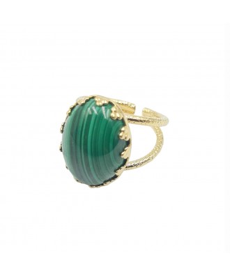 BAGUE LISE MALACHITE