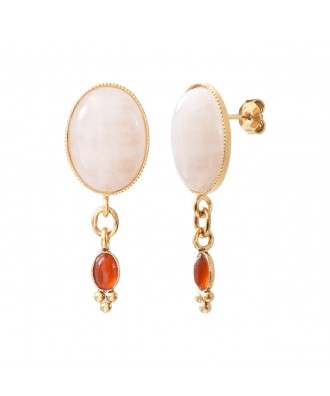 BOUCLES D'OREILLES QUARTZ ROSE