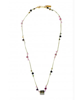 COLLIER LONG PERLES TOURMALINES