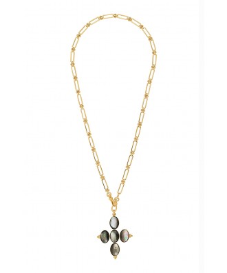 COLLIER SARAH NACRE GRISE
